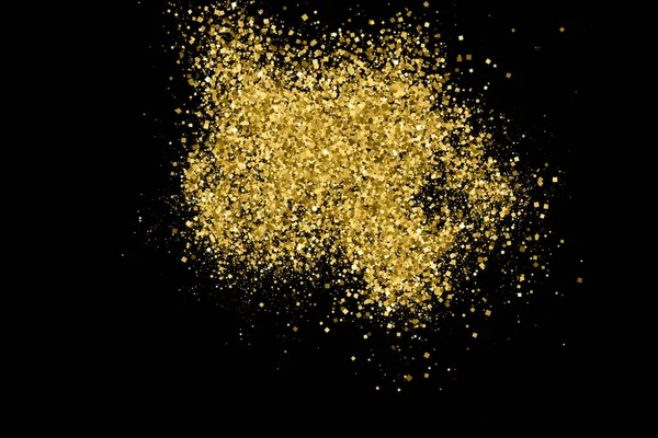 Gold Glitter Textura Isolada Preto Amber Particles Color Contexto Comemorativo — Vetor de Stock