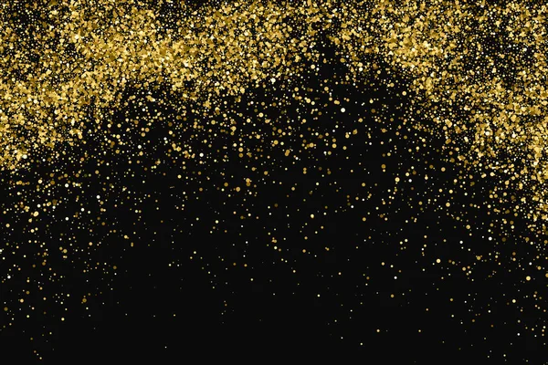Yuvarlak Altın Glitter Doku Siyah Izole Amber Parçacıklar Renk Kutlama — Stok Vektör