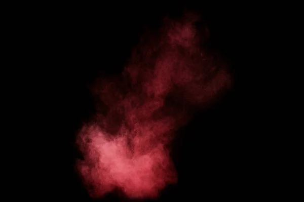 Esplosione Polvere Rossa Rosa Sfondo Nero Nuvola Polvere Colorata Polvere — Foto Stock