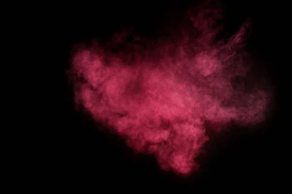 Explosión Polvo Rojo Rosa Sobre Fondo Negro Nube Polvo Colores —  Fotos de Stock