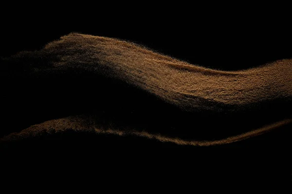 Kum Dalgası Siyah Arkaplanda Izole Edildi Soyut Kum Tepeciği — Stok fotoğraf
