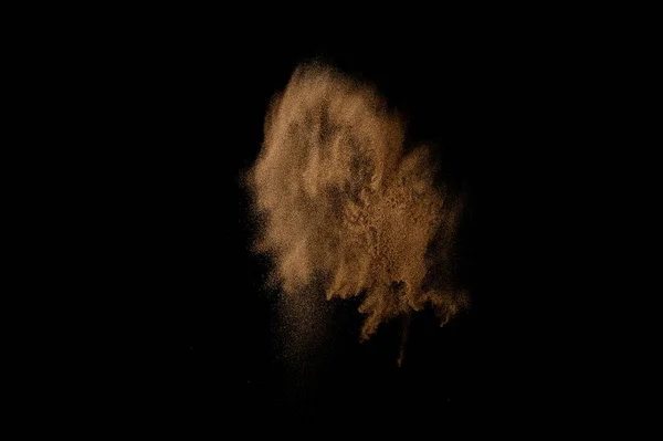 Αμμώδης Έκρηξη Απομονωμένη Μαύρο Φόντο Αφηρημένο Σύννεφο Άμμου — Φωτογραφία Αρχείου