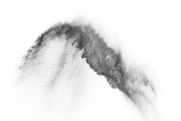 Explosion Particules Noires Isolées Sur Fond Blanc Texture Abstraite Recouvrement — Photo