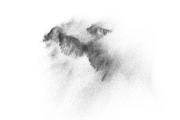Explosion Particules Noires Isolées Sur Fond Blanc Texture Abstraite Recouvrement — Photo