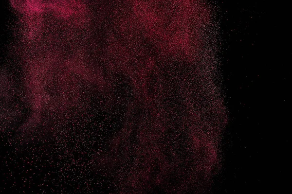 Esplosione Polvere Magenta Fondo Nero Nuvola Rosa Polvere Rossa Esplode — Foto Stock