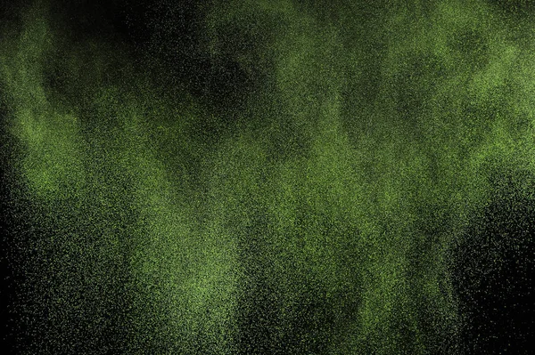 Explosión Polvo Verde Claro Sobre Fondo Negro Nube Color Cítrico —  Fotos de Stock