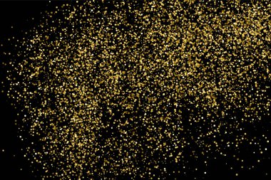 Altın glitter doku siyah izole. Amber parçacıklar renk. Kutlama arka plan. Altın patlama konfeti. Vektör çizim, eps 10.