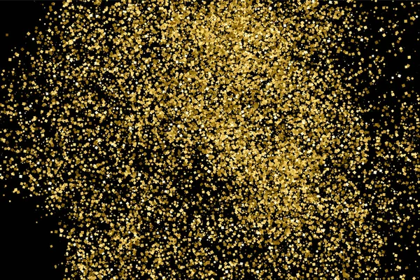 ゴールドラメ テクスチャ ブラックに分離されました 琥珀の粒子の色 お祝い背景 紙吹雪の黄金の爆発 — ストックベクタ