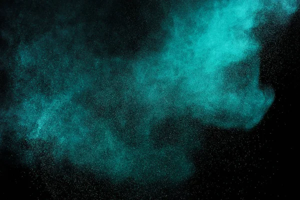 Aquamarine Powder Explosion Black Background Green Color Cloud Colored Dust — Stock Photo, Image