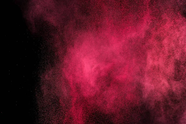 Magenta Proszku Wybuch Czarnym Tle Różowe Chmury Czerwony Pył Eksplodować — Zdjęcie stockowe