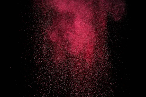 Ματζέντα Σκόνη Έκρηξη Μαύρο Φόντο Ροζ Σύννεφο Κόκκινη Σκόνη Εκραγεί — Φωτογραφία Αρχείου