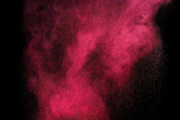 Explosión Polvo Magenta Sobre Fondo Negro Nube Rosa Polvo Rojo —  Fotos de Stock