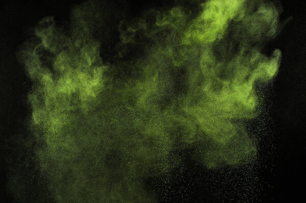 Взрыв светло-зеленого порошка на черном фоне. Цитронное облако. Лимонная пыль взрывается. Холи-чан
.