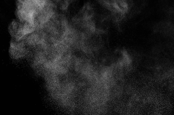 Esplosione Polvere Bianca Sfondo Nero Texture Astratta Polvere Bianca — Foto Stock