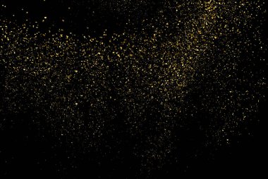 Gold Glitter Texture Isolated On Black. Amber Particles Color. Celebratory Background. Golden Explosion Of Confetti. Design Element. Vector Illustration, Eps 10. clipart