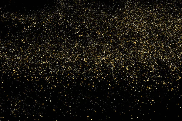 ブラックに隔離されたゴールドグリッターテクスチャ 琥珀色の粒子 記念すべき背景 コンフェッティの黄金爆発 デザイン要素 ベクターイラスト Eps — ストックベクタ