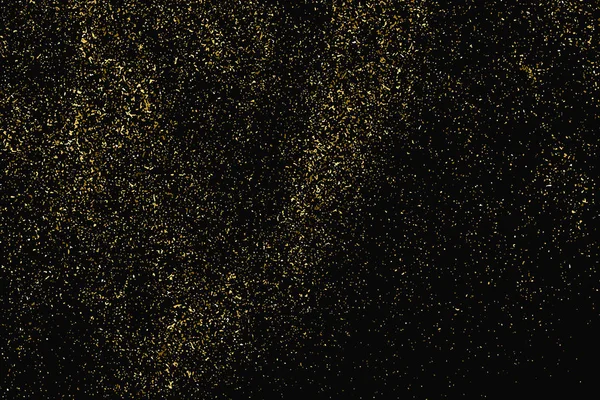ブラックに隔離されたゴールドグリッターテクスチャ 琥珀色の粒子 記念すべき背景 コンフェッティの黄金爆発 デザイン要素 ベクターイラスト Eps — ストックベクタ