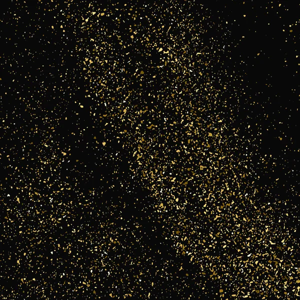 Siyah üzerine izole edilmiş altın rengi parıltı dokusu. Amber Parçacık Rengi. Kutlama arkaplanı. Altın Konfeti Patlaması. Tasarım elementi. Vektör İllüstrasyonu, Eps 10.