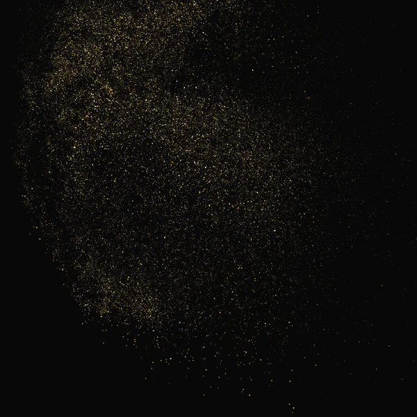 Siyah üzerine izole edilmiş altın rengi parıltı dokusu. Amber Parçacık Rengi. Kutlama arkaplanı. Altın Konfeti Patlaması. Tasarım elementi. Vektör İllüstrasyonu, Eps 10.