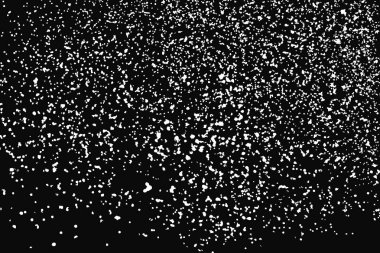 Siyah arka plan üzerine izole beyaz grenli doku. Toz kaplaması. Hafif renkli gürültü granül. Kar vektör öğeleri. Dijital olarak oluşturulan görüntü. İllüstrasyon, Eps 10.