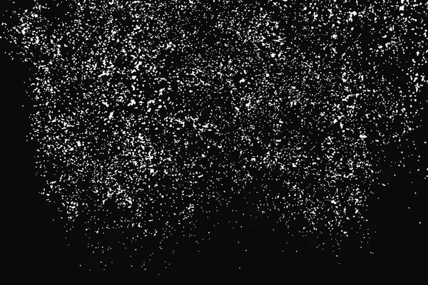 Textura Granulada Blanca Aislada Sobre Fondo Negro Superposición Polvo Gránulos — Archivo Imágenes Vectoriales