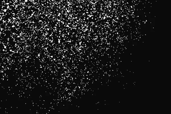 Texture Blanche Granuleuse Isolée Sur Fond Noir Recouvrement Poussière Granules — Image vectorielle