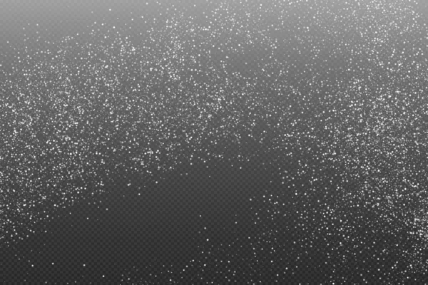 Белые Абстрактные Частицы Прозрачном Фоне Падающая Имитация Снежинки Яркая Текстура — стоковый вектор