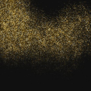 Altın Glitter yarı ton noktalı zemin. Soyut Retro desen. Pop Art stil arka plan. Altın patlama konfeti. Dijital olarak oluşturulan görüntü. Vektör çizim, Eps 10.  