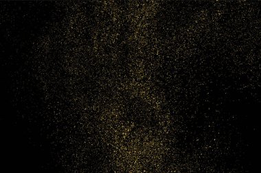 Altın glitter doku siyah izole. Amber parçacıklar renk. Kutlama arka plan. Altın patlama konfeti. Vektör çizim, eps 10.