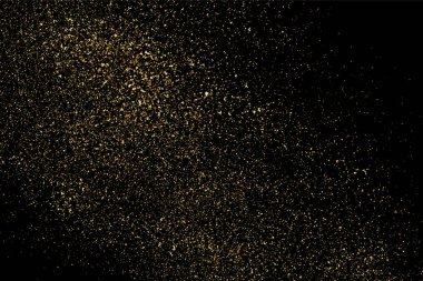 Altın glitter doku siyah izole. Amber parçacıklar renk. Kutlama arka plan. Altın patlama konfeti. Vektör çizim, eps 10.