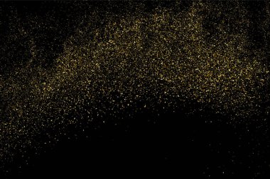 Altın glitter doku siyah izole. Amber parçacıklar renk. Kutlama arka plan. Altın patlama konfeti. Vektör çizim, eps 10.