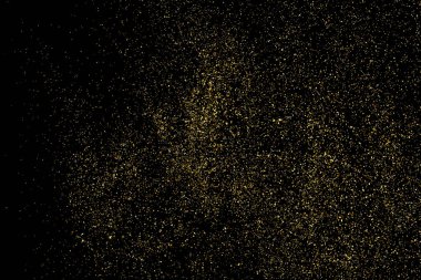 Altın glitter doku siyah izole. Amber parçacıklar renk. Kutlama arka plan. Altın patlama konfeti. Vektör çizim, eps 10.