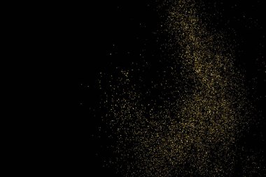 Altın glitter doku siyah izole. Amber parçacıklar renk. Kutlama arka plan. Altın patlama konfeti. Vektör çizim, eps 10.