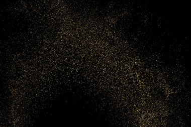 Altın glitter doku siyah izole. Amber parçacıklar renk. Kutlama arka plan. Altın patlama konfeti. Vektör çizim, eps 10.