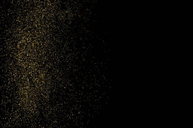 Altın glitter doku siyah izole. Amber parçacıklar renk. Kutlama arka plan. Altın patlama konfeti. Vektör çizim, eps 10.