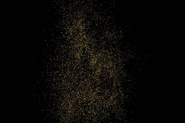 Altın glitter doku siyah izole. Amber parçacıklar renk. Kutlama arka plan. Altın patlama konfeti. Vektör çizim, eps 10.