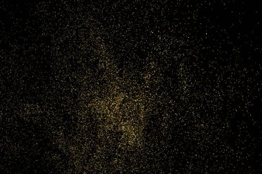 Altın glitter doku siyah izole. Amber parçacıklar renk. Kutlama arka plan. Altın patlama konfeti. Vektör çizim, eps 10.