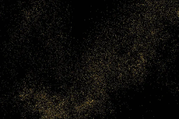Guld Glitter Textur Isolerade Svart Amber Partiklar Färg Festliga Bakgrund — Stock vektor
