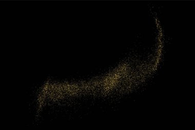 Altın glitter doku siyah izole. Amber parçacıklar renk. Kutlama arka plan. Altın patlama konfeti. Vektör çizim, eps 10.