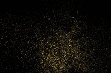 Altın glitter doku siyah izole. Amber parçacıklar renk. Kutlama arka plan. Altın patlama konfeti. Vektör çizim, eps 10.