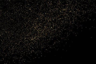 Altın glitter doku siyah izole. Amber parçacıklar renk. Kutlama arka plan. Altın patlama konfeti. Vektör çizim, eps 10.