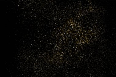 Altın glitter doku siyah izole. Amber parçacıklar renk. Kutlama arka plan. Altın patlama konfeti. Vektör çizim, eps 10.
