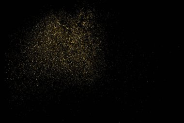 Altın glitter doku siyah izole. Amber parçacıklar renk. Kutlama arka plan. Altın patlama konfeti. Vektör çizim, eps 10.
