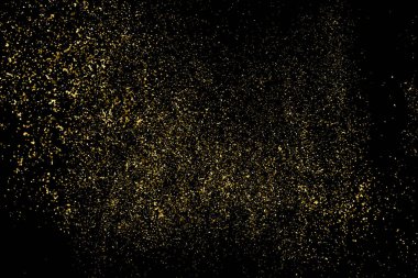 Altın glitter doku siyah izole. Amber parçacıklar renk. Kutlama arka plan. Altın patlama konfeti. Vektör çizim, eps 10.
