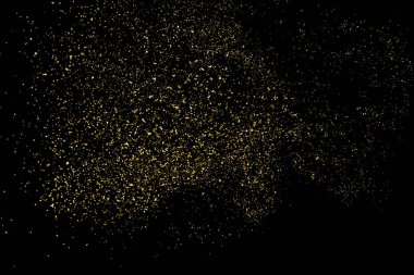 Altın glitter doku siyah izole. Amber parçacıklar renk. Kutlama arka plan. Altın patlama konfeti. Vektör çizim, eps 10.