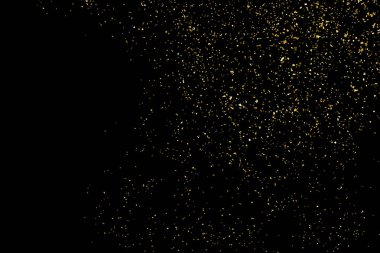 Altın glitter doku siyah izole. Amber parçacıklar renk. Kutlama arka plan. Altın patlama konfeti. Vektör çizim, eps 10.