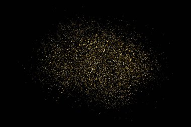 Altın glitter doku siyah izole. Amber parçacıklar renk. Kutlama arka plan. Altın patlama konfeti. Vektör çizim, eps 10.