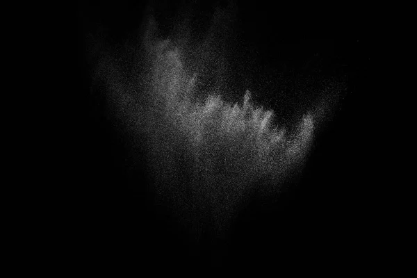 Înghețați Mișcarea Particulelor Albe Fundalul Negru Explozie Pulbere Textura Abstractă — Fotografie, imagine de stoc