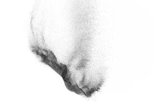 黑色颗粒在白色背景下被隔离 灰尘覆盖纹理 — 图库照片