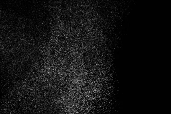 黒い背景に水の抽象的なスプラッシュ 白い粒子の凍結運動 雪のオーバーレイテクスチャ — ストック写真